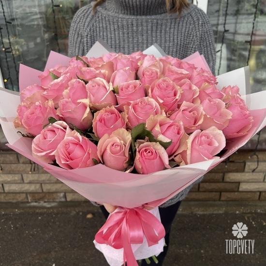 Букет из 51 розовой розы 50 см