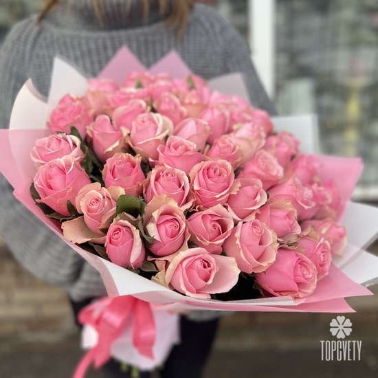 Букет из 51 розовой розы 50 см