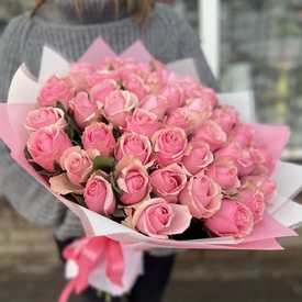 Букет из 51 розовой розы 50 см