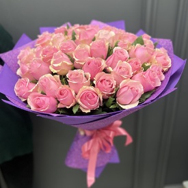 Букет из 51 розовой розы 40см