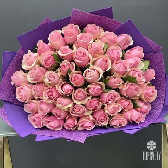 Букет из 51 розовой розы 40см