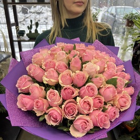 Букет из 51 розовой розы 40см