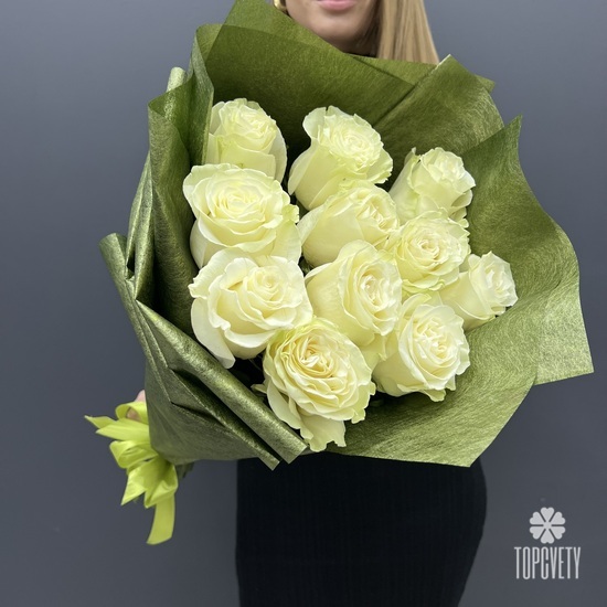 Букет из 11 белых роз Мондиаль 70см